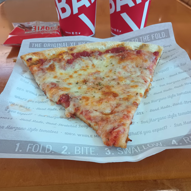 Cheese Pizza Chocolate Chunk Cookie Dr Pepper and Ice Water