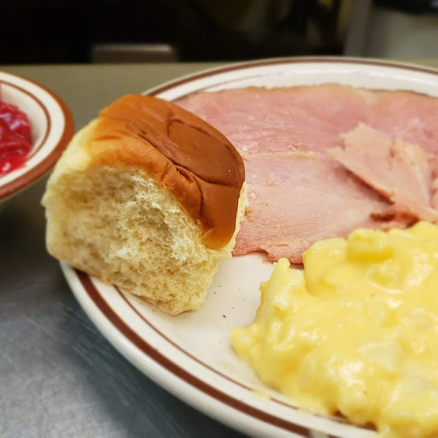 Baked Ham Cheesy Taters and Harvard Beets