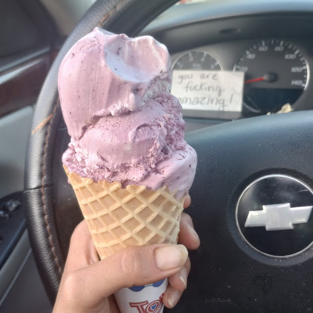 Blueberry and Cream Waffle Cone