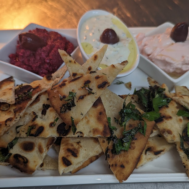 Trio of Dips House Made Flat Bread