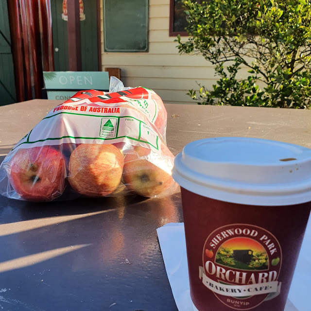 These Were the Apples We Purchased and a Wonderful Flat White Coffee We Had That Morning