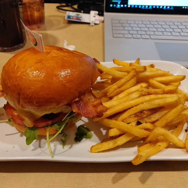 Bison Burger and Fries with Cheese