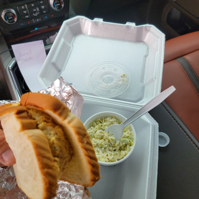 BBQ Chicken Salad Sandwich and Coleslaw