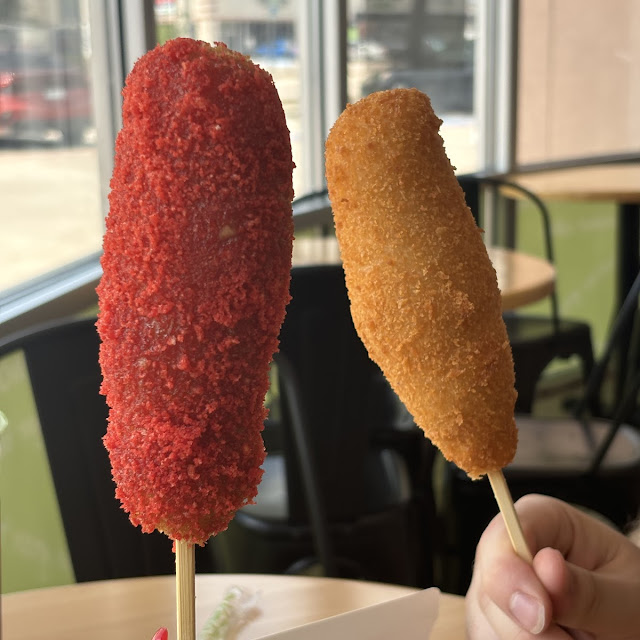 Moss Cheese Stick Coated in Sugar with Ketchup
