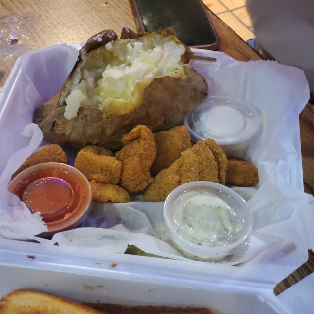 Catfish Nuggets and Baked Potato