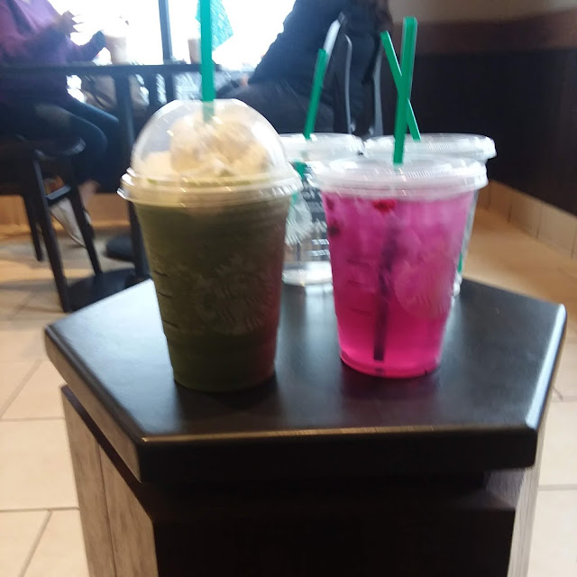 Matcha Latte and Mango Dragon Fruit Refresher