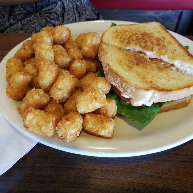 Salmon blt with Tater Tots