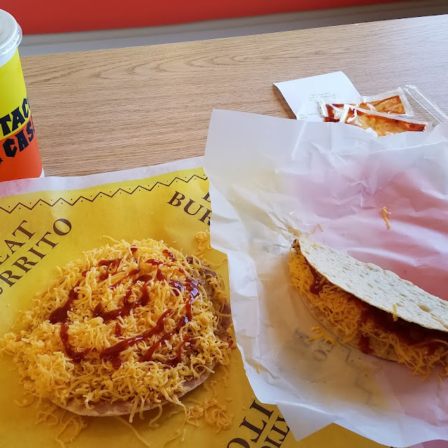 Tostada and Taco with Root Beer