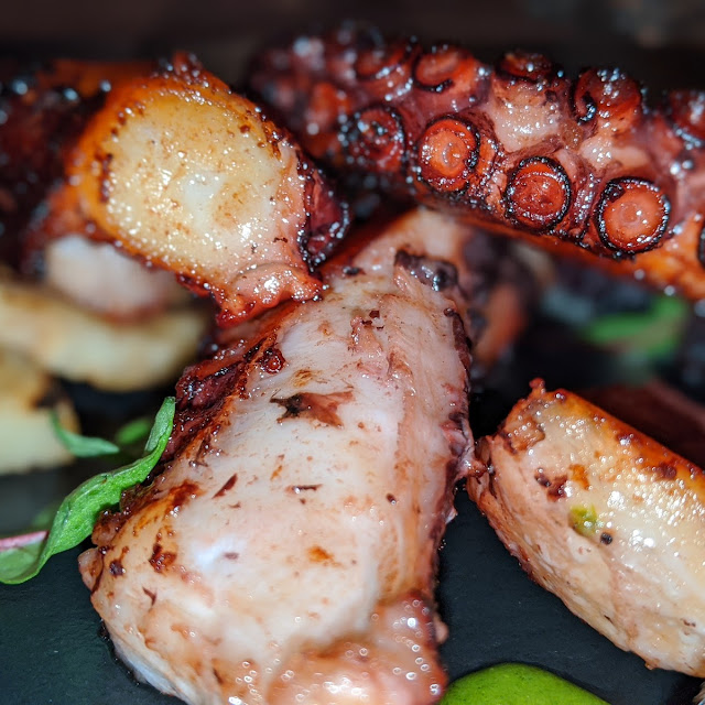 Grilled Octopus with Grilles Turnip and Chilled Blackberries