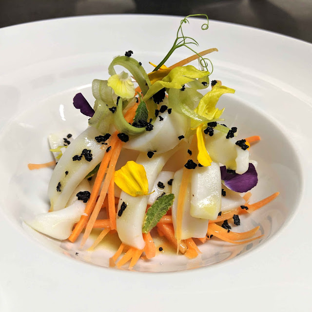 Calamari Salad with Crunchy Vegetables and Ginger Citronette