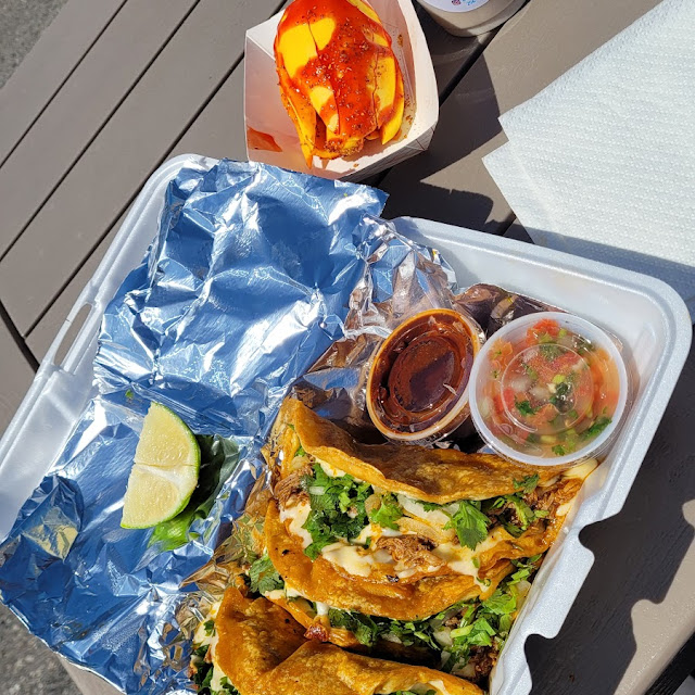 Birria Tacos and a Mango with Chamoi