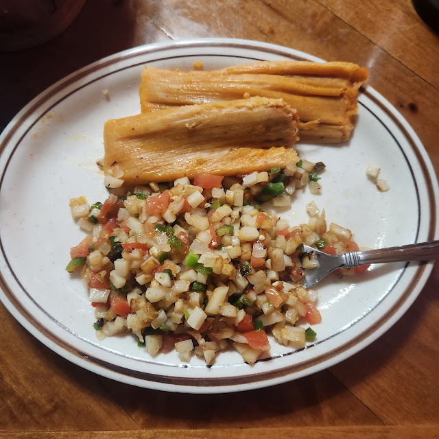 Tamales with Country Fried Papas