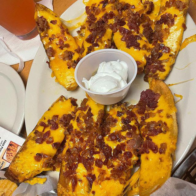Tater Skins Cheese Fries Loaded Baked Potato and Cheeseburger