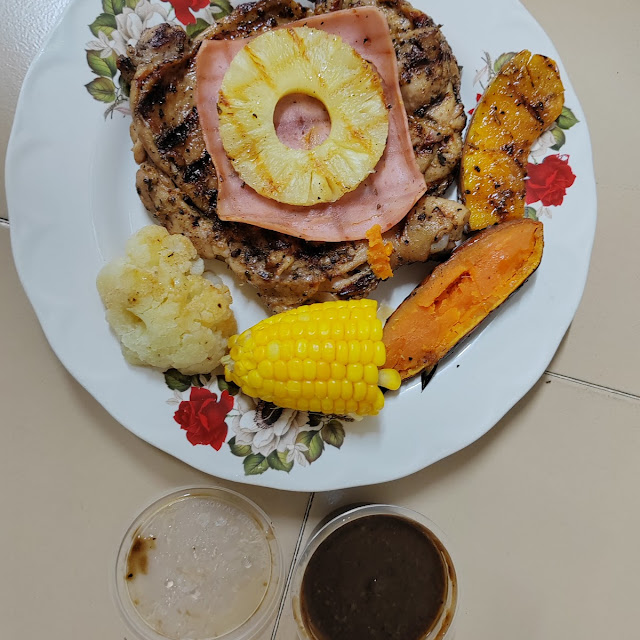 Grilled Chicken & Ham with Black Pepper Sauce