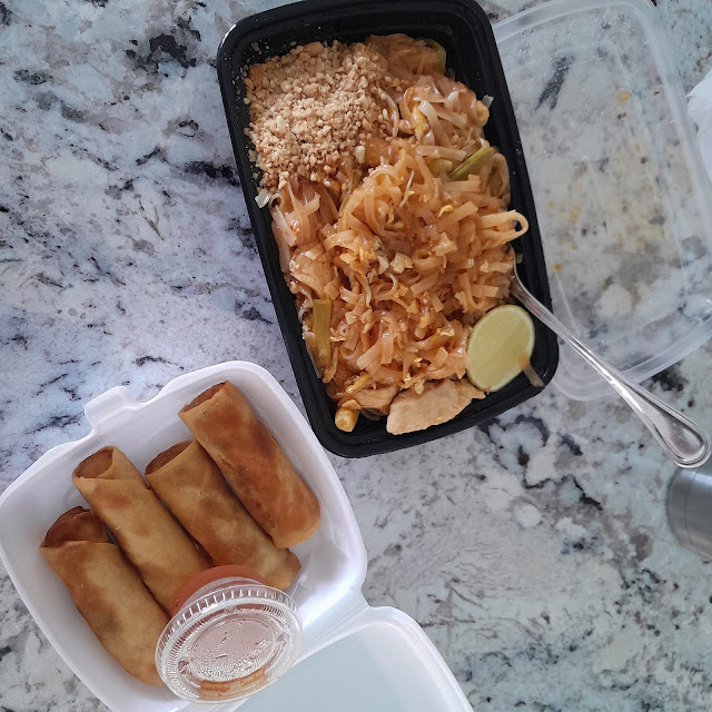 Chicken Pad Thai and Spring Rolls