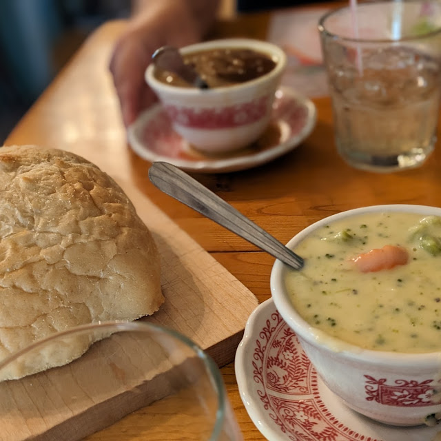 Cream of Vegetable Soup Fresh Warm Bread Beef Barley Soup