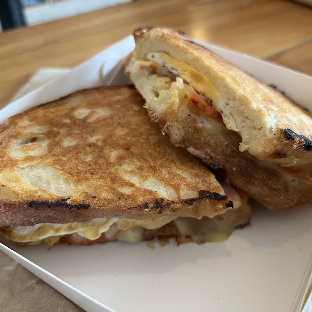 Sourdough Toastie Ham Eggs Tomato Cheese