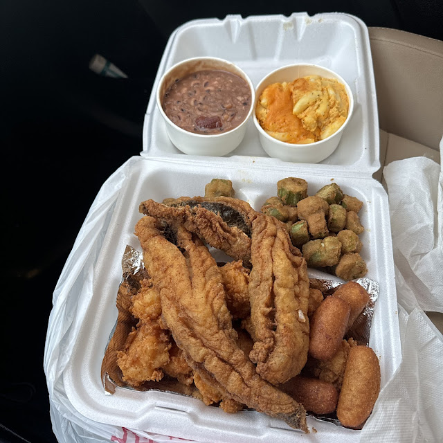 Flounder Fried Okra and 2 Sides Plate