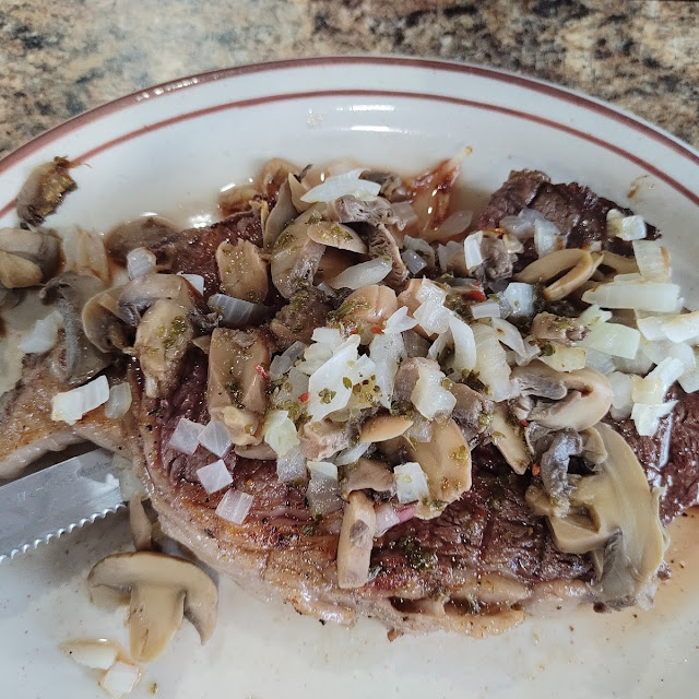 Ribeye Steak with Mushroom and Onion