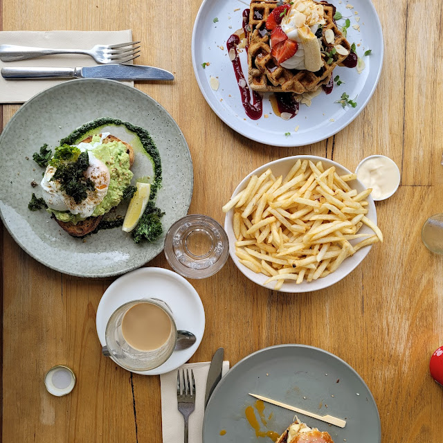 Smashed Avocado Waffle Bacon and Egg Roll