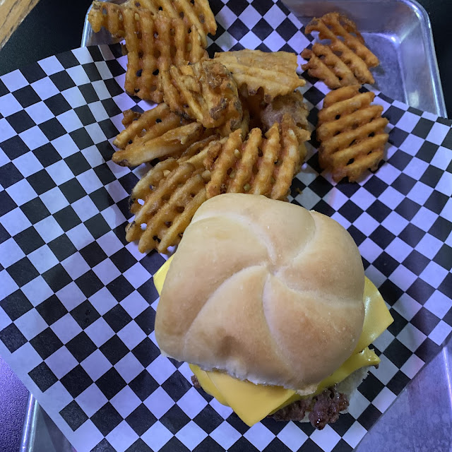 Mac and Cheeseburger with Waffle Fries