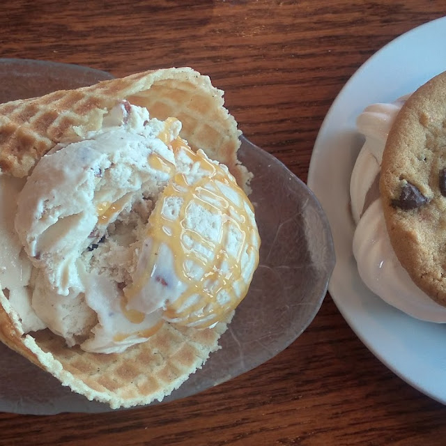 Butter Pecan in a Waffle Cone and Ice Cream Twist in a Cookie