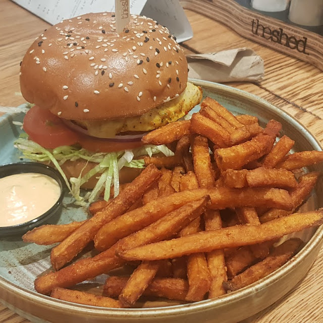 Portuguese Chicken Burger with Sweet Potato Fries