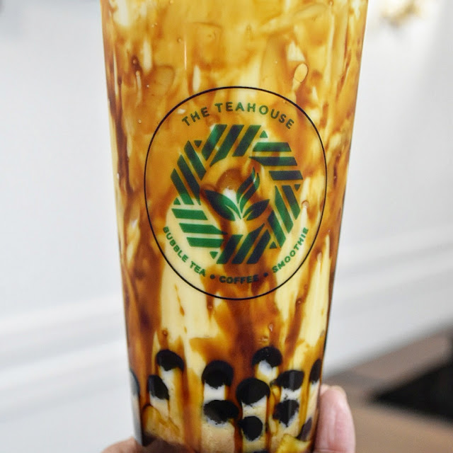 Creme Brulee Matcha Latte w Black Boba