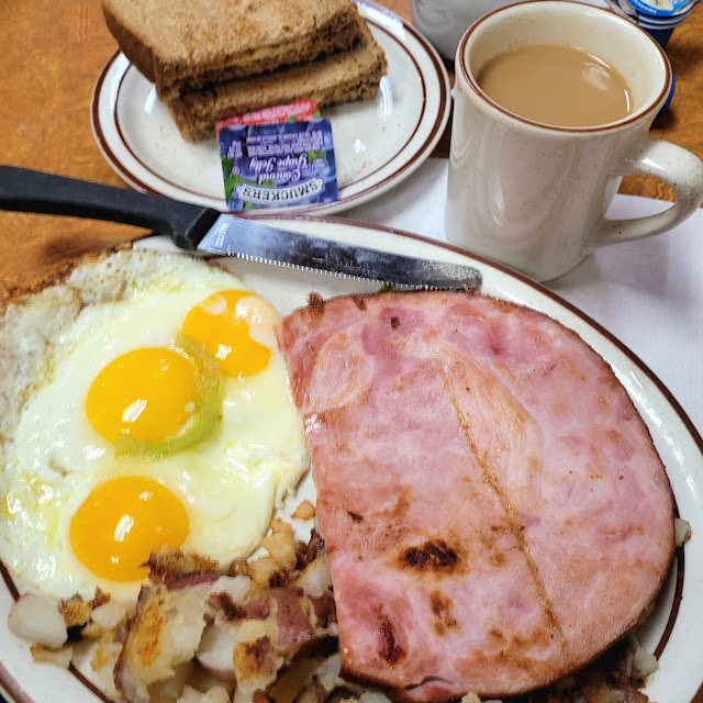 Ham Steak and Three Eggs