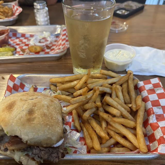 Cheese Burger with Beer Battered Fries