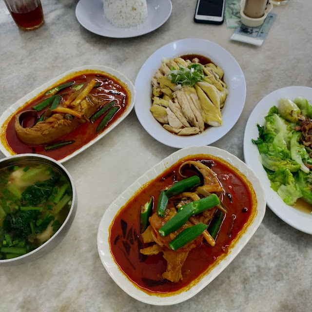 Stingray Curry Steamed Kampung Chicken Spinach Soup and Veg