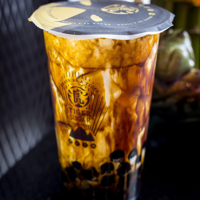 Black Sugar Coffee Jelly Boba Pea Milk with Cream Mouse