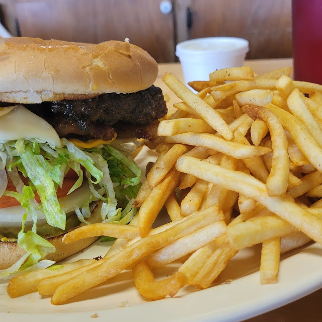 Bacon Cheeseburger and French Fries