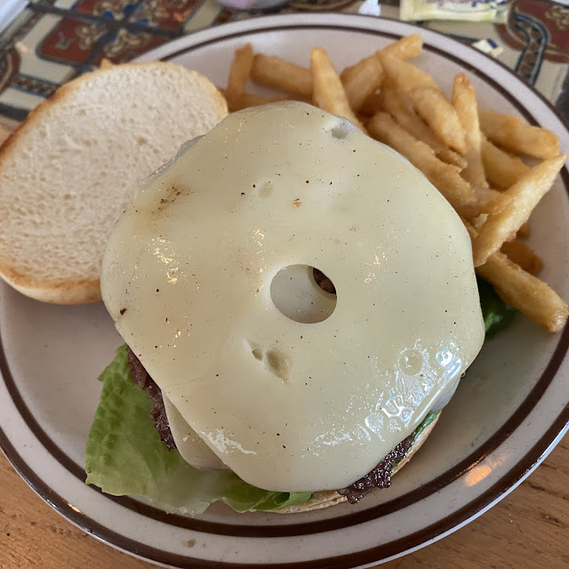 Hamburger with Swiss Cheese and Fries