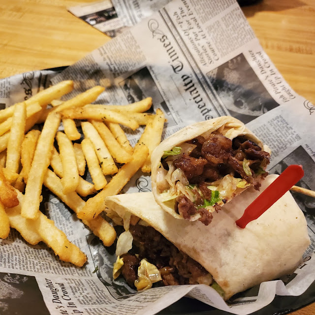 Steak Wrap and Fries Yummm