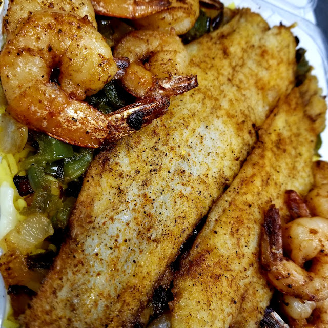 Grilled Catfish Fillet and Shrimp