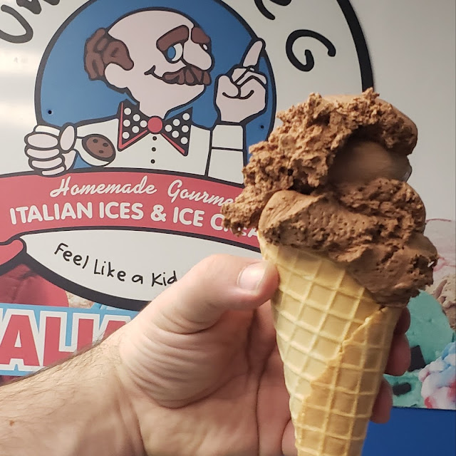 Chocolate Homemade Ice Cream in Waffle Cone