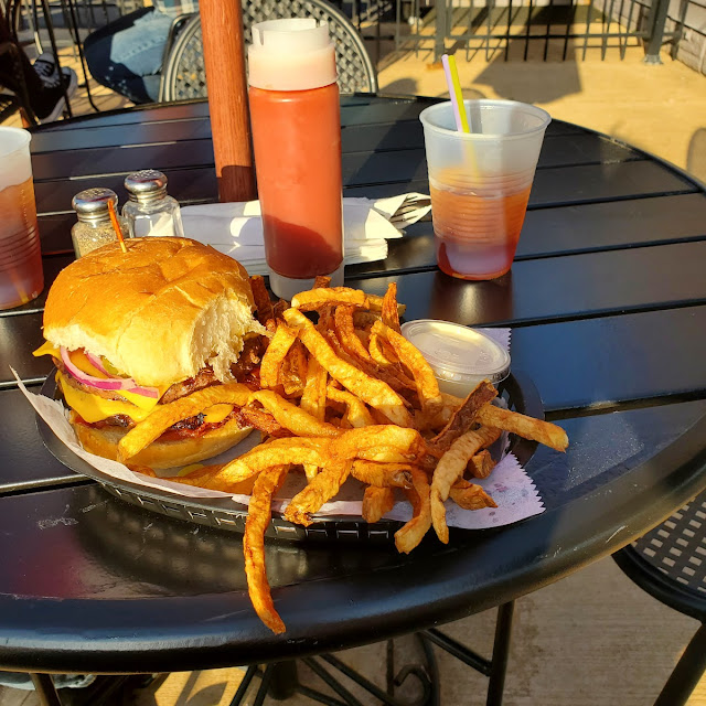 Double Bacon Cheeseburger with Onion Rings