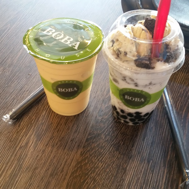 Mango Smoothie and Cookies and Cream Boba
