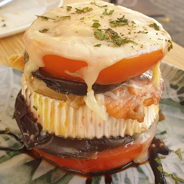 Tower of Layered Tomato Aubergine