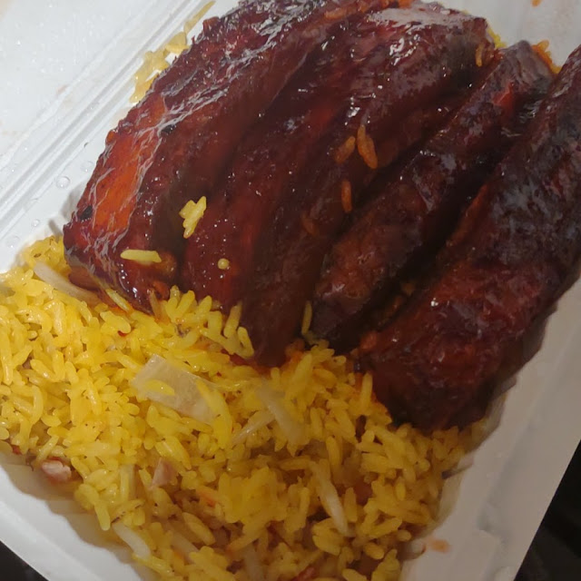 Pork Fried Rice with Spare Ribs and an Egg Roll