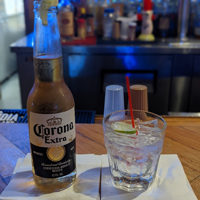 Vodka on the Rocks and a Carona Beer