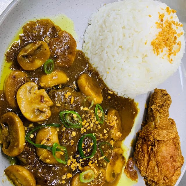 Burger Beef Steak with Fried Chicken and Rice for Only 11 50