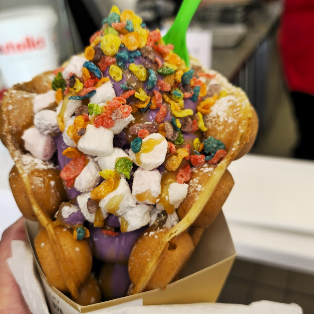 Boble Waffle with Ube Iceeam Fruity Pebble and Mochi Ballscr