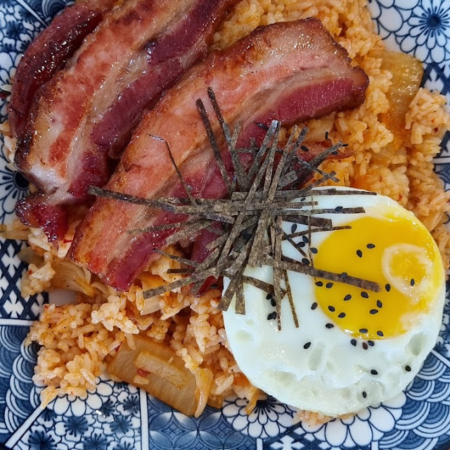 Thick Bacon with Kimchi Fried Rice