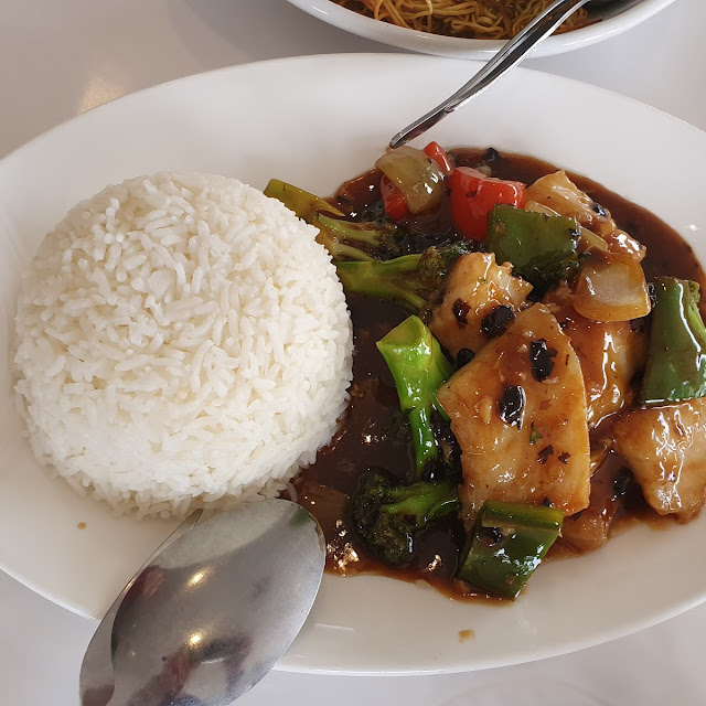 Fish in Black Bean Sauce with Rice
