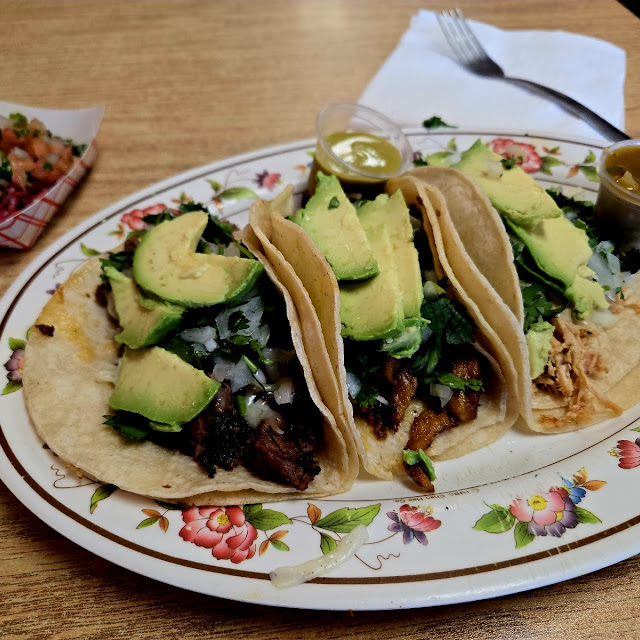 Pollo Pastor and Beef Fajita Tacos